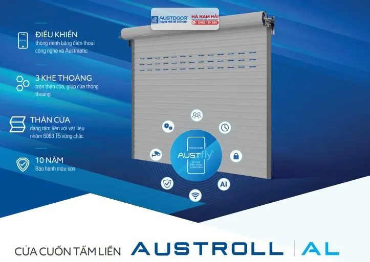 Cửa cuốn nan nhôm Tấm liền - Austroll || AL68
